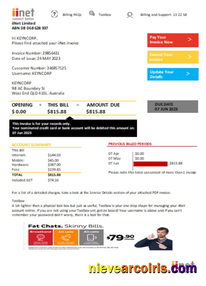 iiNet utility business bill